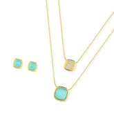CONJUNTO LUZ ZIRCONIA DOURADO